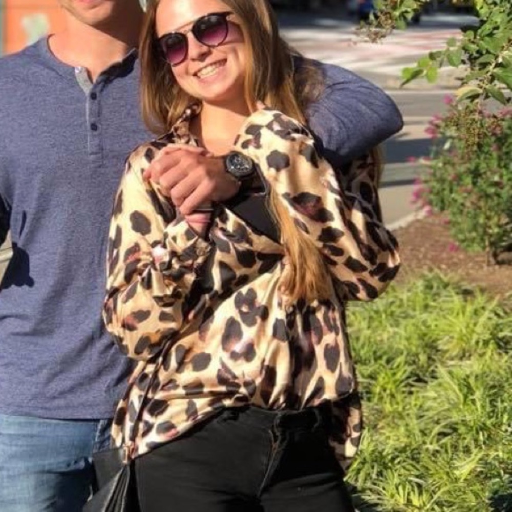 Tan leopard oversized button up